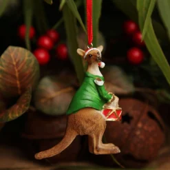 Kangaroo Australiana Christmas Tree Decoration - Green Jacket Australian Tree Decorations|
