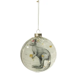 Kangaroo with Santa Hat Glass Disc Glass Hearts And Discs|Kangaroo With Santa Hat Glass Disc