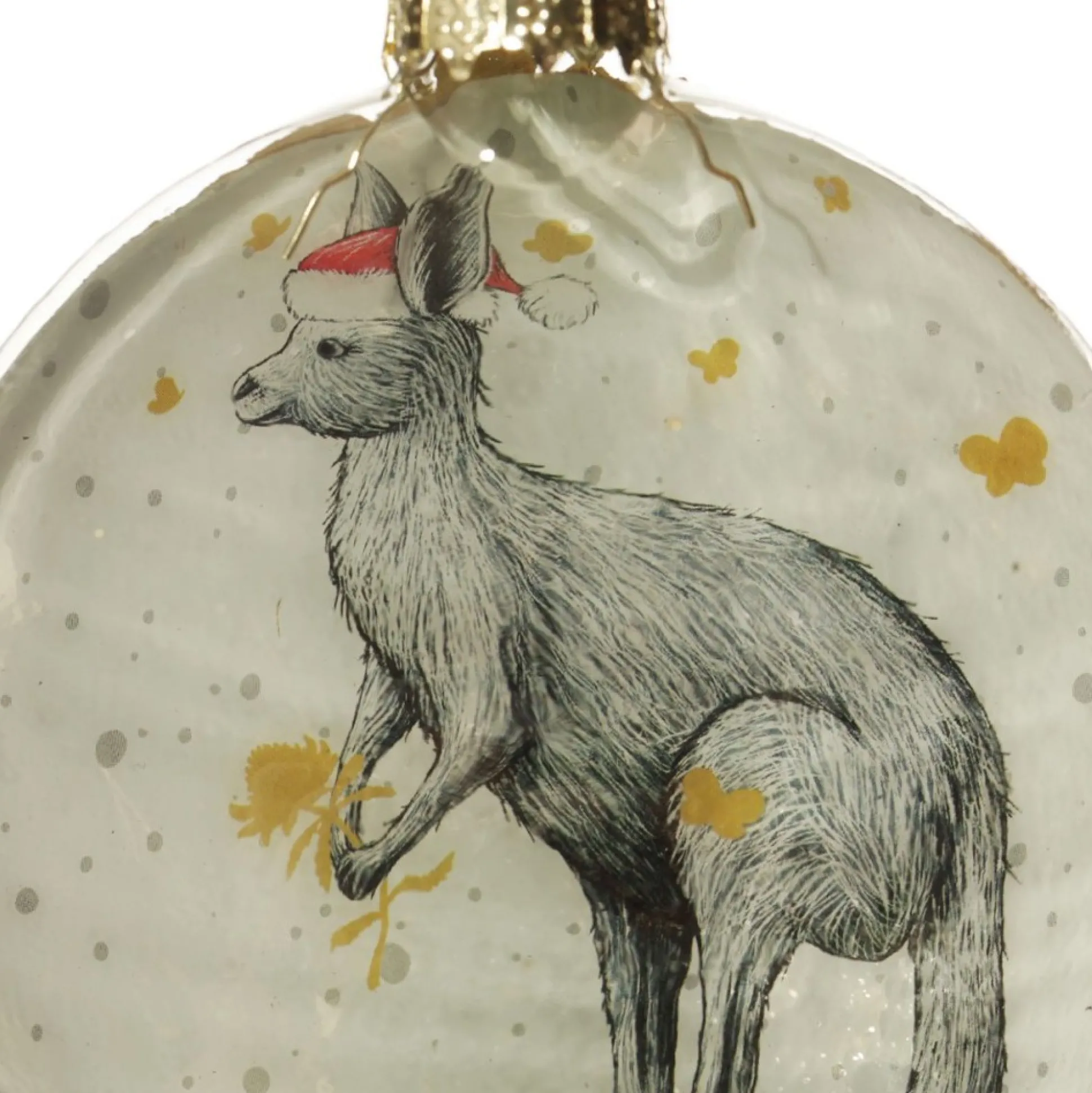 Kangaroo with Santa Hat Glass Disc Glass Hearts And Discs|Kangaroo With Santa Hat Glass Disc