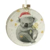 Koala with Santa Hat Glass Disc Glass Hearts And Discs|Koala With Santa Hat Glass Disc