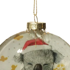 Koala with Santa Hat Glass Disc Glass Hearts And Discs|Koala With Santa Hat Glass Disc