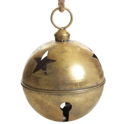 Large Antique Gold Metal Bell Decoration Christmas Bells And Bows|