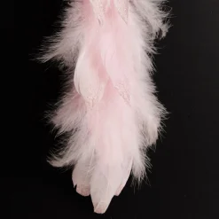 Large Elegant Pink Velvet Bird with Sequins and Feather Tail Butterflies And Birds|