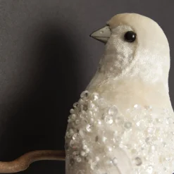 Large Elegant White Bird with Sequins and Feather Tail Butterflies And Birds|