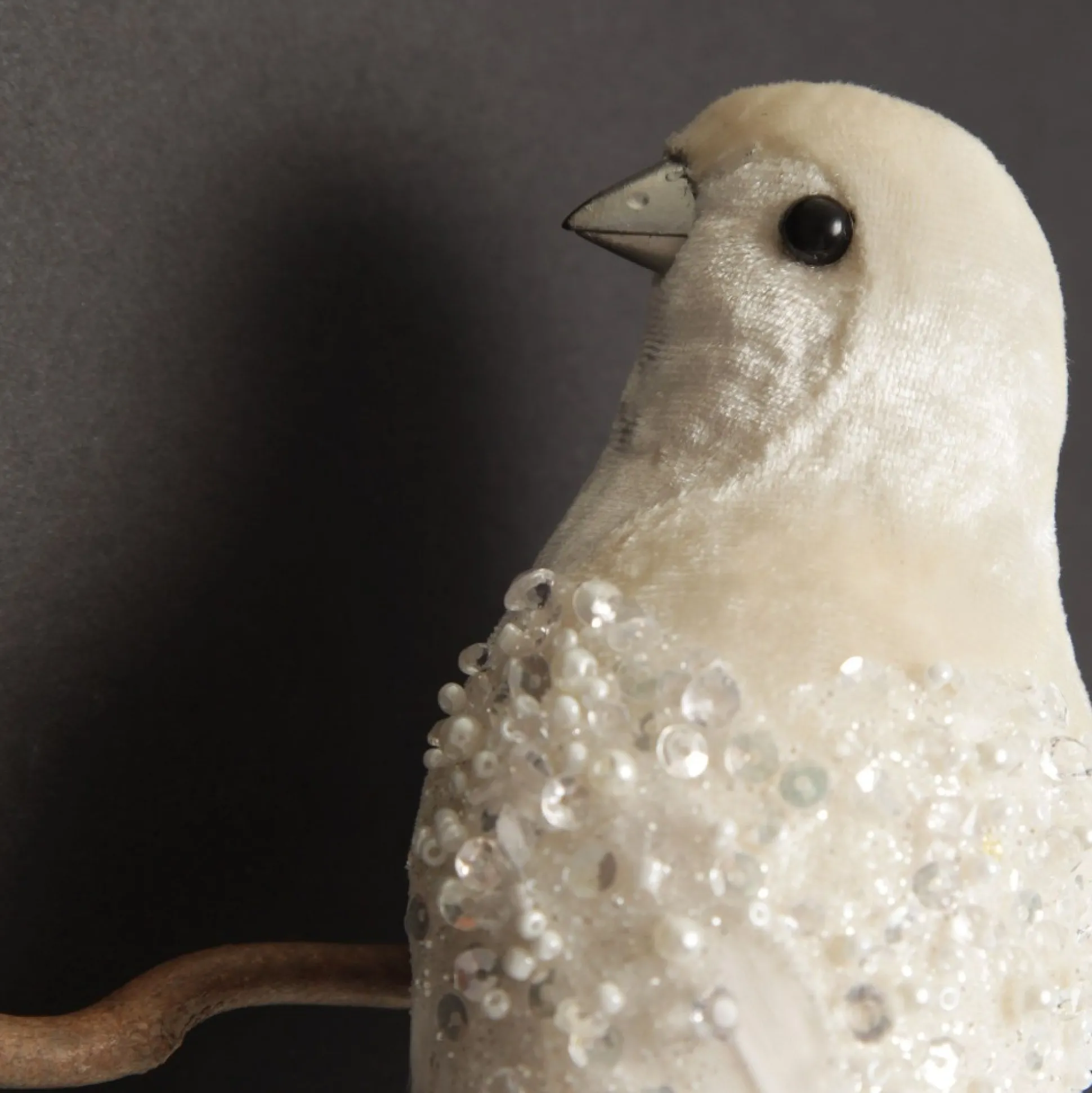 Large Elegant White Bird with Sequins and Feather Tail Butterflies And Birds|