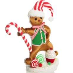 Large Gingerbread Boy with Candy Cane Christmas Ornament Christmas Ornaments|
