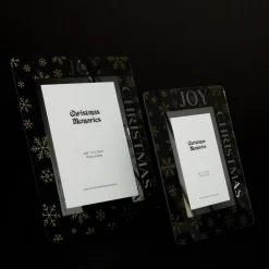 Large Glass Christmas Photo Frame - Gold Snowflakes Joy Photo Gifts|