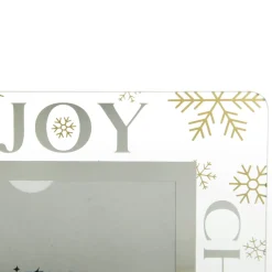 Large Glass Christmas Photo Frame - Gold Snowflakes Joy Photo Gifts|