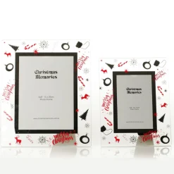 Large Glass Christmas Photo Frame - Candy Cane Photo Gifts|