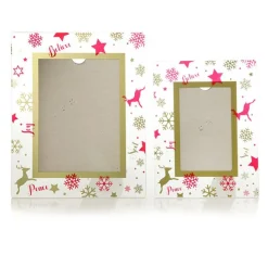 Large Glass Christmas Photo Frame - Red and Gold Snowflakes Photo Gifts|