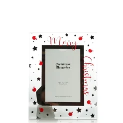 Large Glass Christmas Photo Frame - Stars and Baubles Photo Gifts|