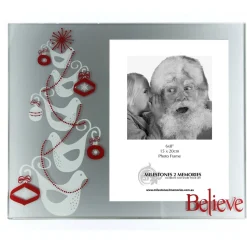 Large Glass Christmas Photo Frame - Doves Kris Kringle Gifts|