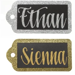 Large Glitter Arched Edge Name Tag Personalised Santa Sacks|
