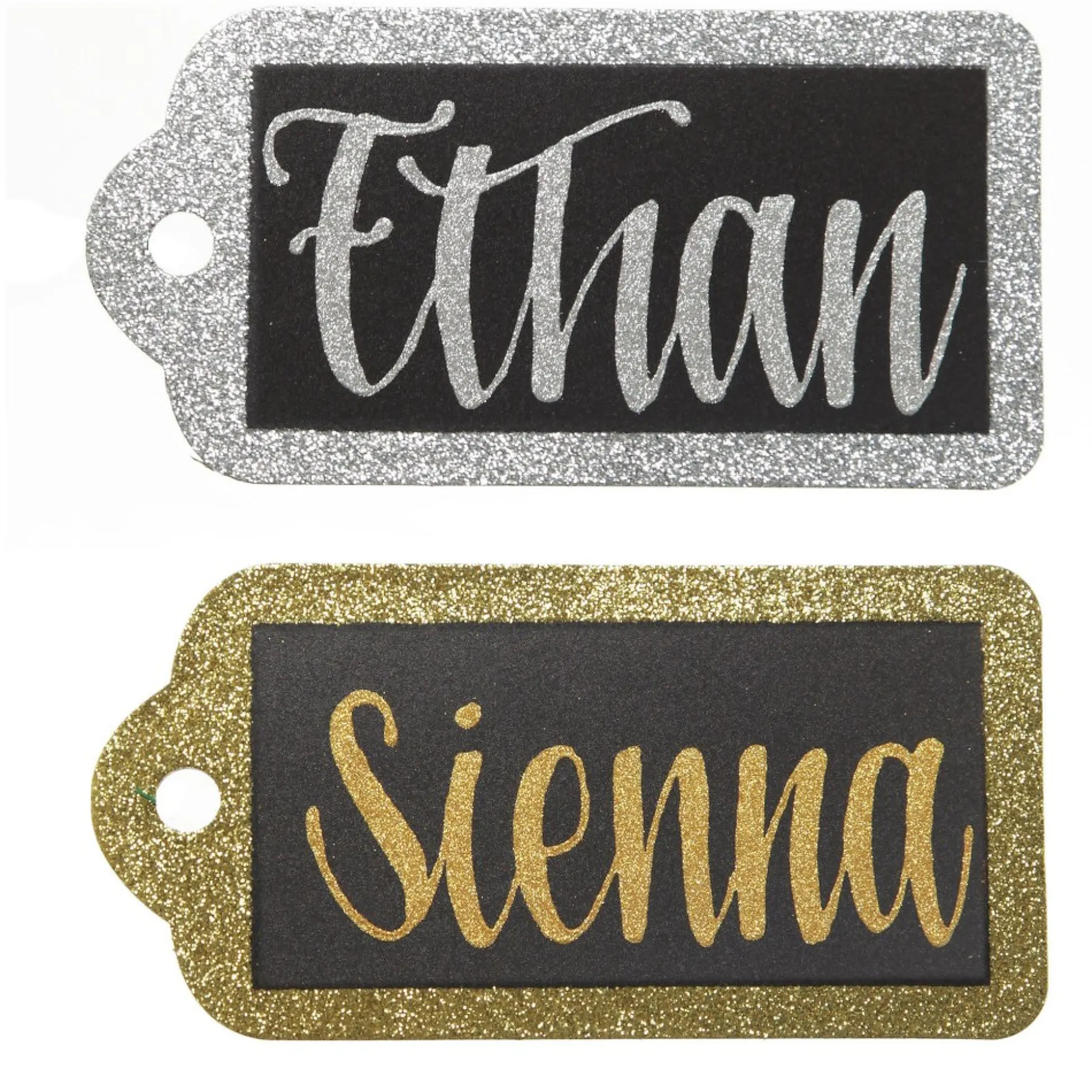 Large Glitter Arched Edge Name Tag Personalised Santa Sacks|