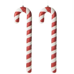 Large Glitter Candy Cane Decorations - Set of 2 Christmas Tree Decorations|