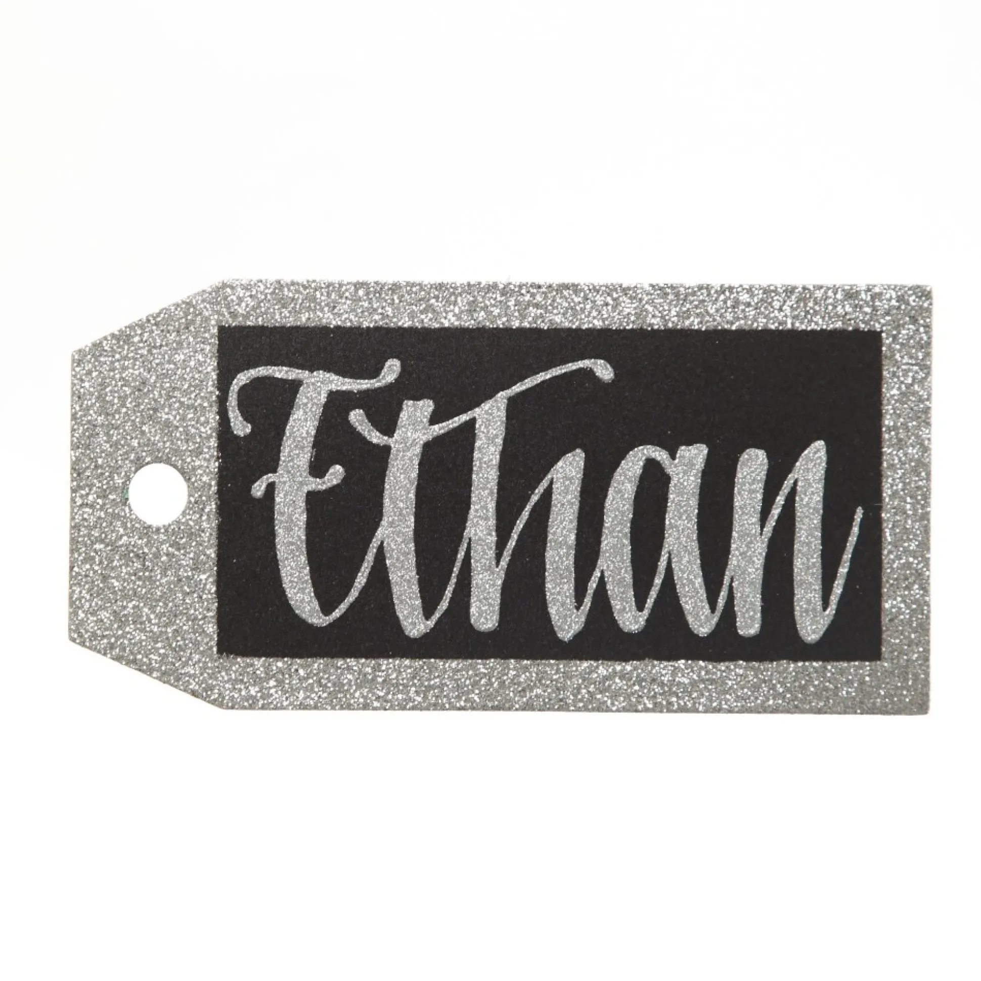 Large Glitter Square Edge Name Tag Personalised Santa Sacks|