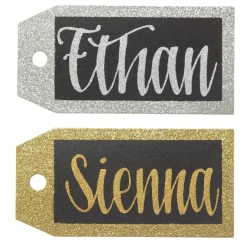 Large Glitter Square Edge Name Tag Personalised Santa Sacks|