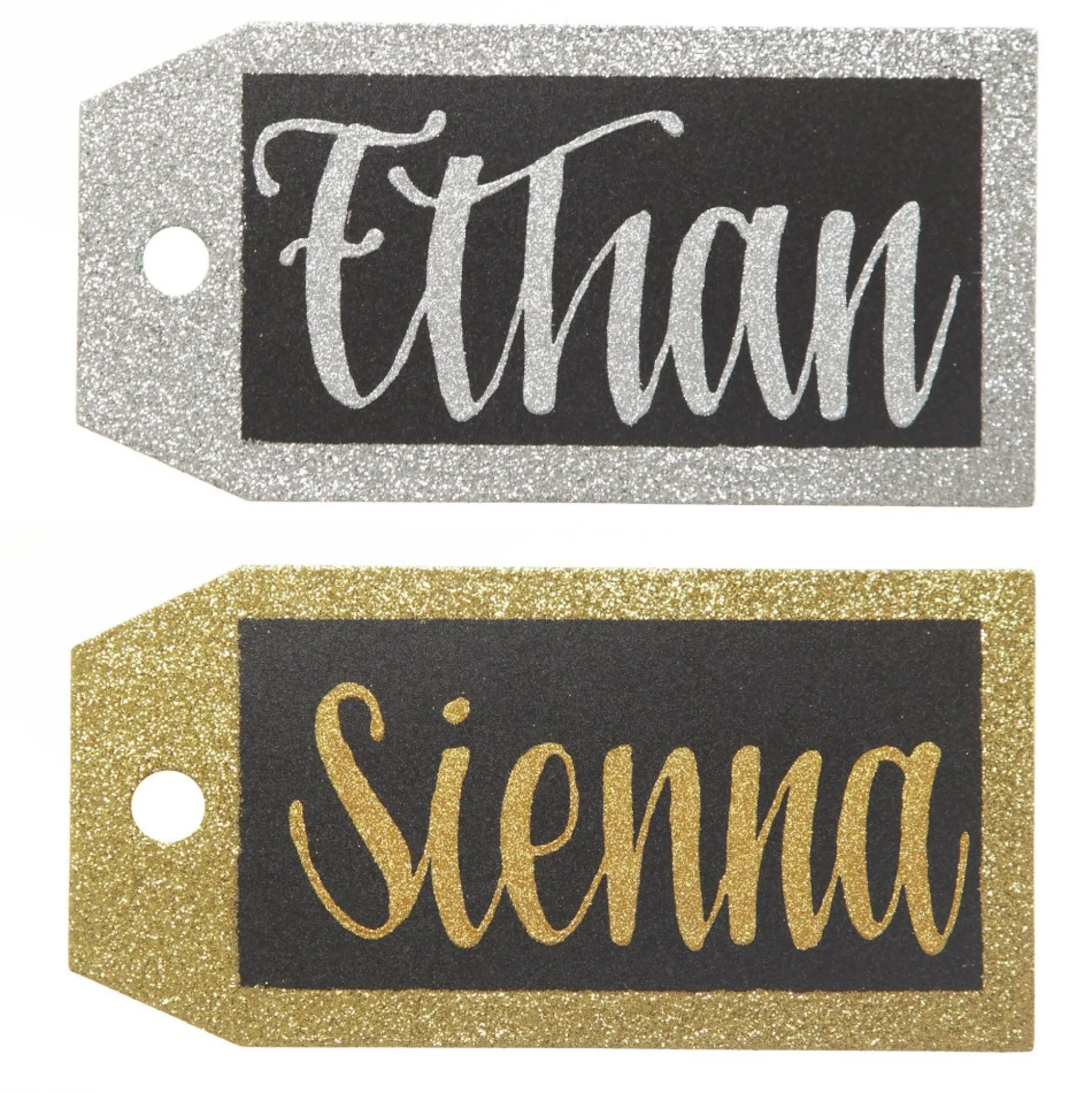 Large Glitter Square Edge Name Tag Personalised Santa Sacks|