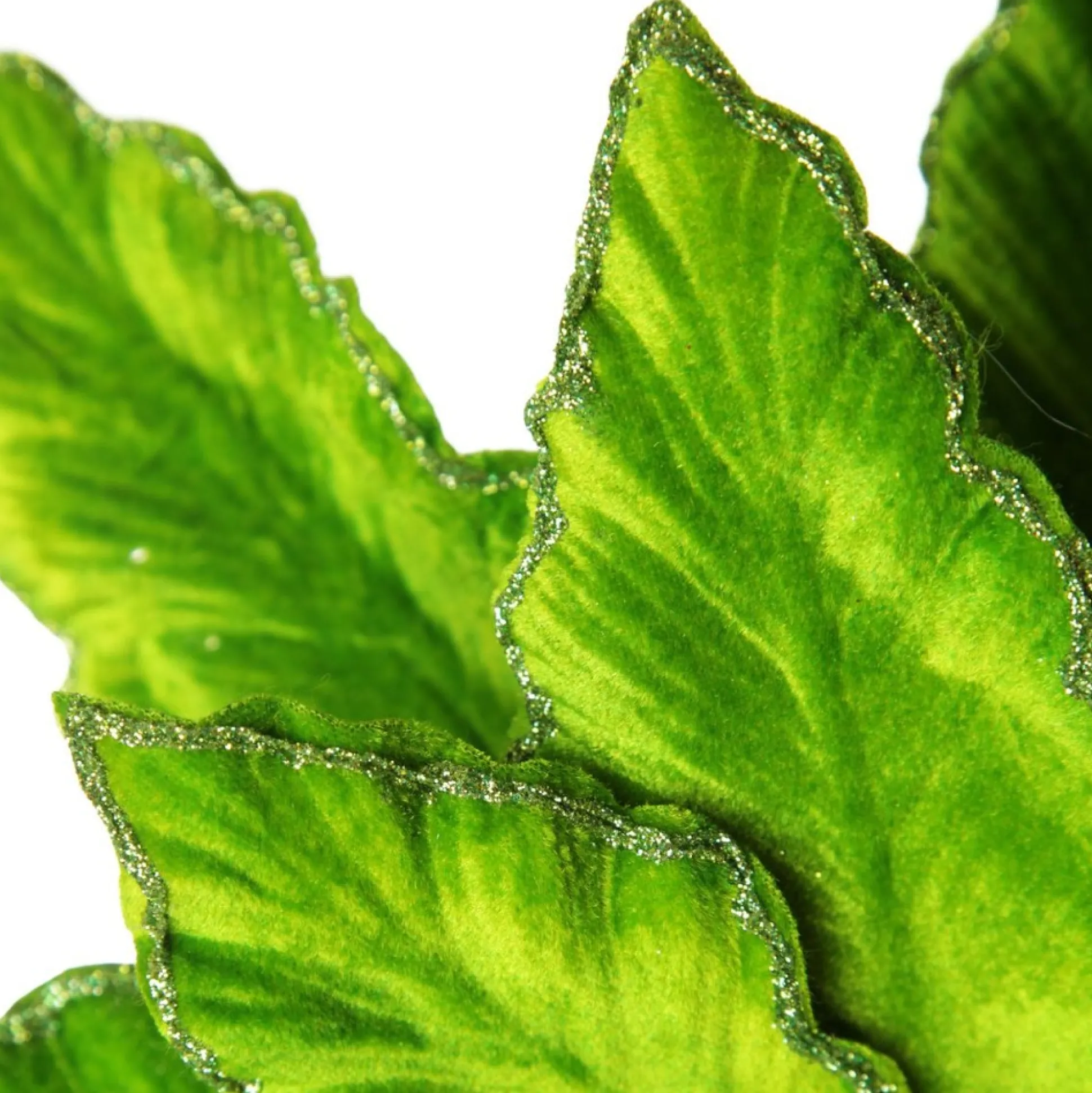 Large Green Poinsettia Flower Pick with Green Glitter Trim Christmas Flowers|