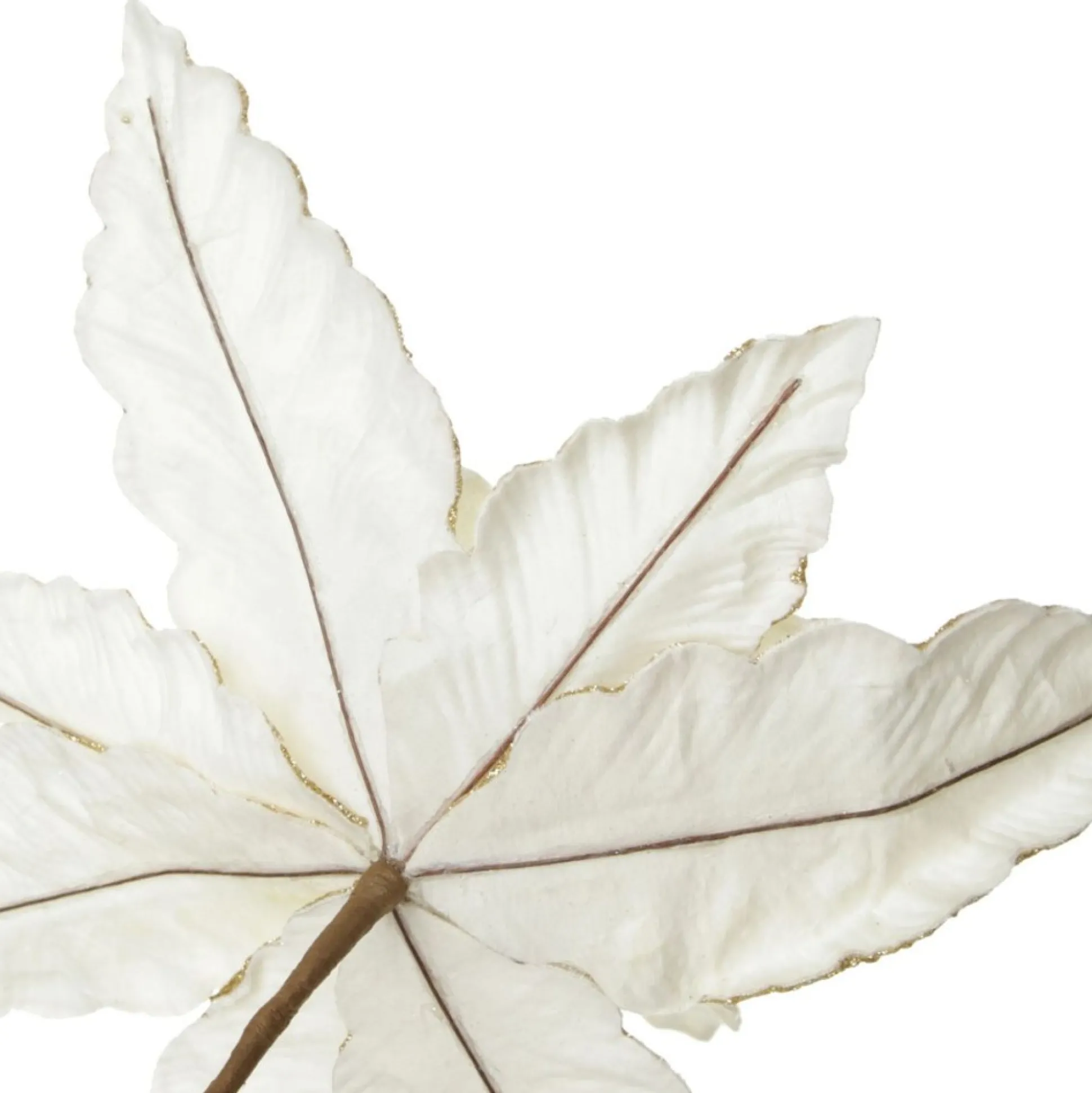 Large Ivory Poinsettia Flower Pick with Gold Glitter Trim Christmas Flowers|