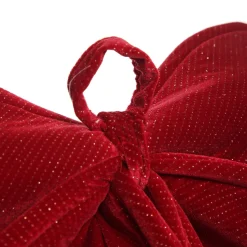 Large Padded Burgundy Velvet Bow Christmas Bells And Bows|