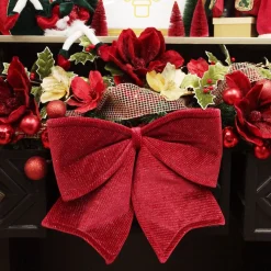 Large Padded Burgundy Velvet Bow Christmas Bells And Bows|