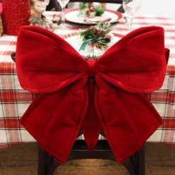 Large Padded Red Velour Bow Christmas Bells And Bows|
