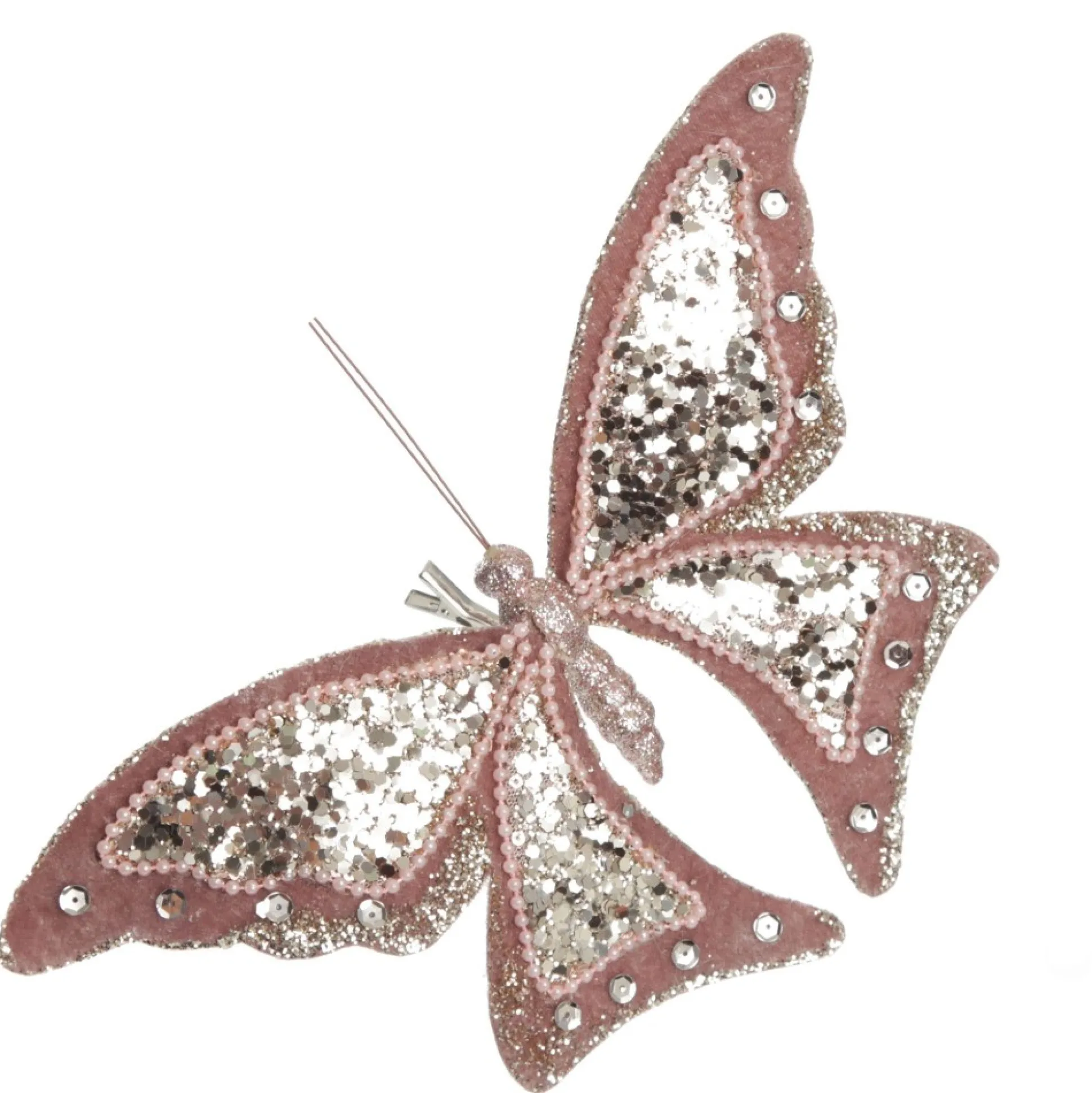 Large Pink with Gold Glitter Butterfly Clip Butterflies And Birds|