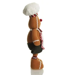 Large Plush Stretch Leg Gingerbread with Chef Hat Christmas Ornament Christmas Figurines|