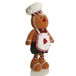 Large Plush Stretch Leg Gingerbread with Chef Hat Christmas Ornament Christmas Figurines|