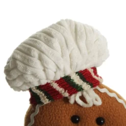 Large Plush Stretch Leg Gingerbread with Chef Hat Christmas Ornament Christmas Figurines|