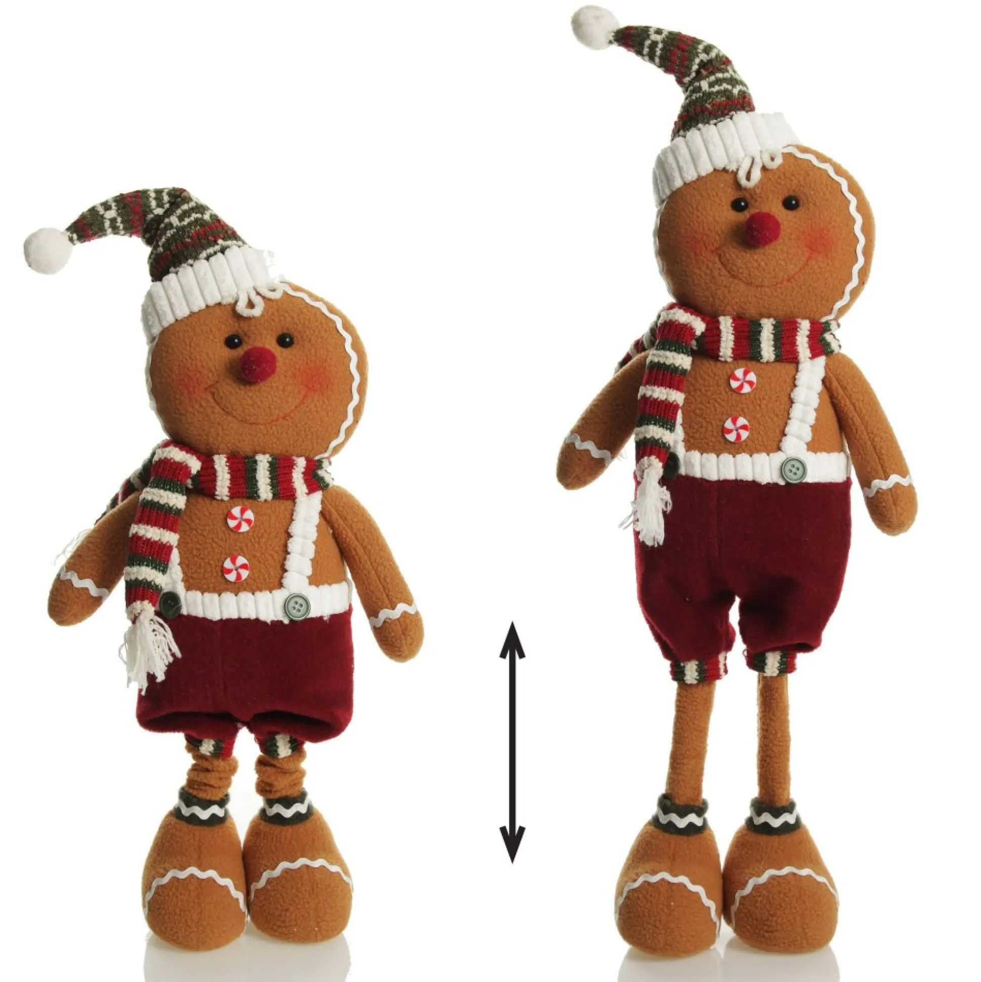 Large Plush Stretch Leg Gingerbread with Santa Hat Christmas Ornament Christmas Figurines|