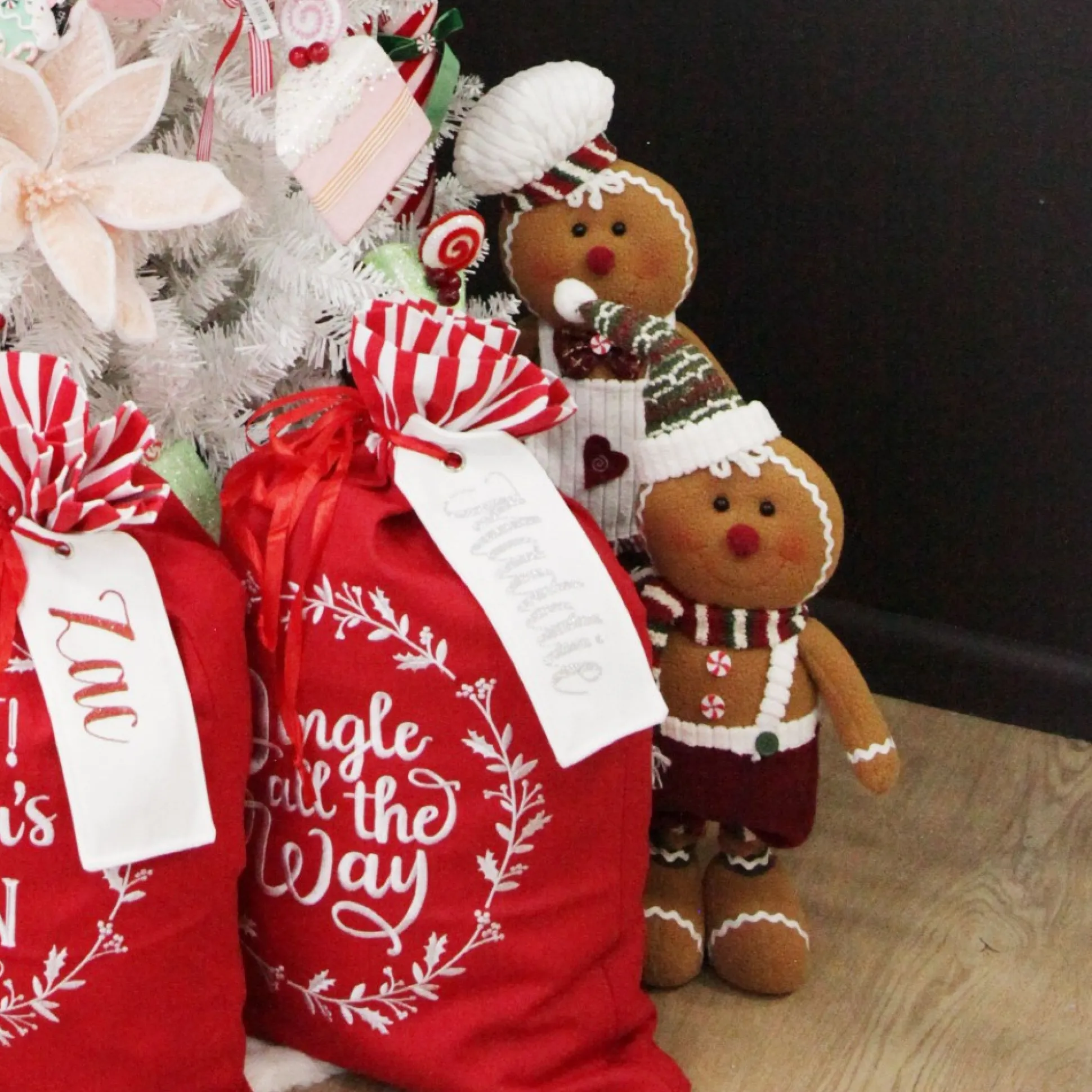 Large Plush Stretch Leg Gingerbread with Santa Hat Christmas Ornament Christmas Figurines|