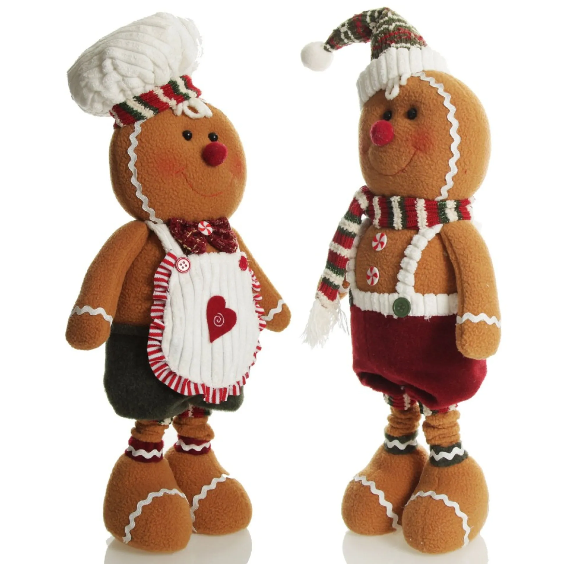 Large Plush Stretch Leg Gingerbread with Santa Hat Christmas Ornament Christmas Figurines|