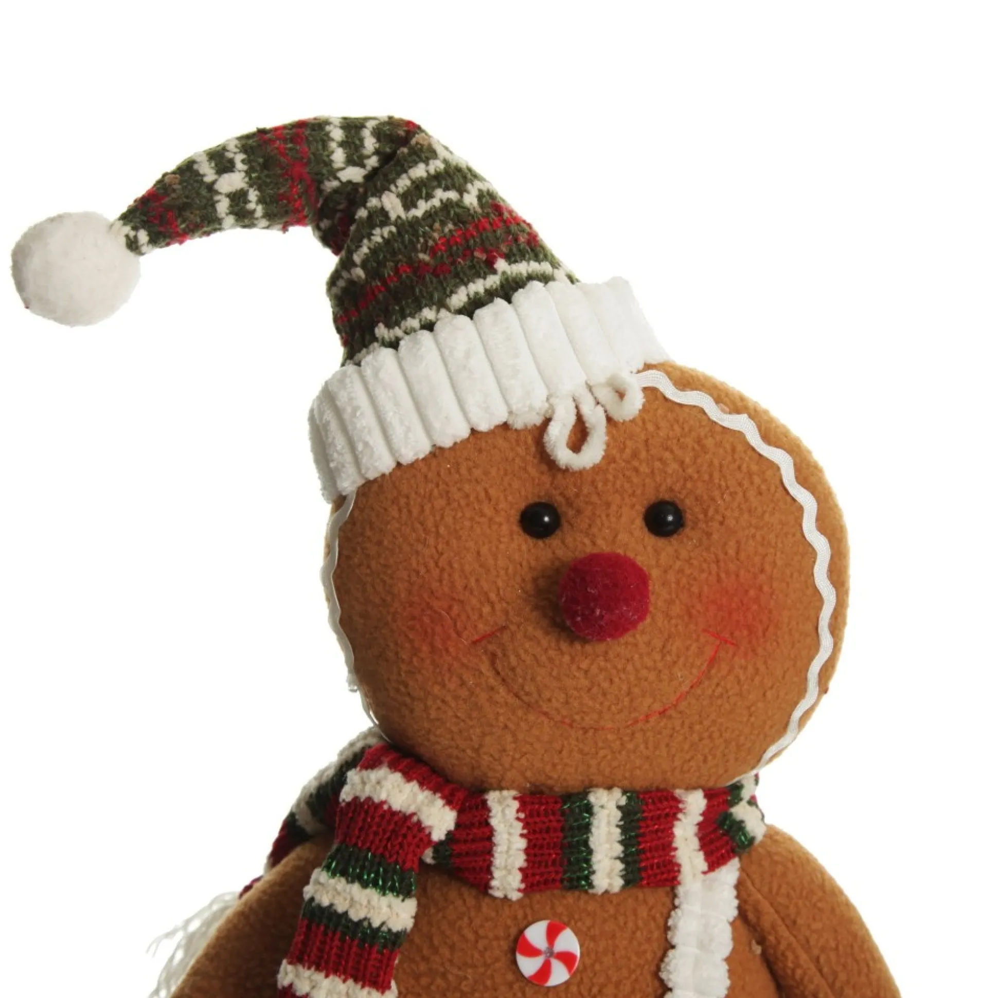 Large Plush Stretch Leg Gingerbread with Santa Hat Christmas Ornament Christmas Figurines|