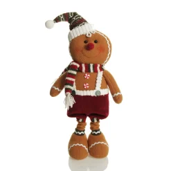 Large Plush Stretch Leg Gingerbread with Santa Hat Christmas Ornament Christmas Figurines|