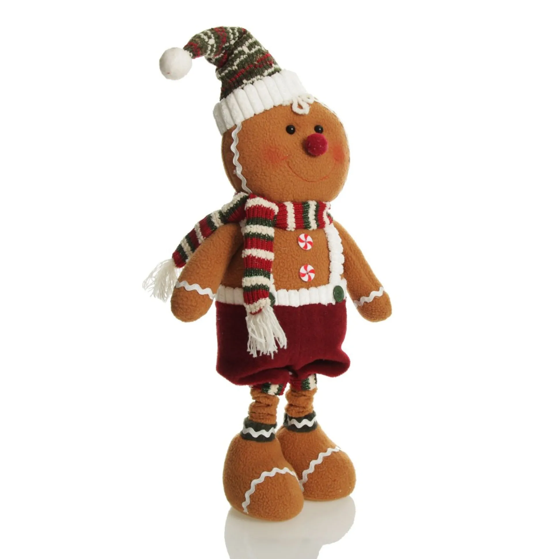 Large Plush Stretch Leg Gingerbread with Santa Hat Christmas Ornament Christmas Figurines|