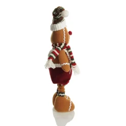 Large Plush Stretch Leg Gingerbread with Santa Hat Christmas Ornament Christmas Figurines|
