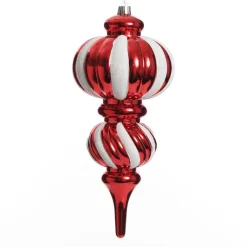 Large Red and White Stripe Candy Christmas Drop Hanging Decoration Finials And Drops|
