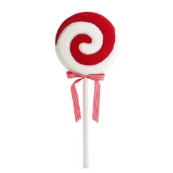 Large Red and White Velvet Swirl Lollipop Christmas Pick Christmas Tree Picks|
