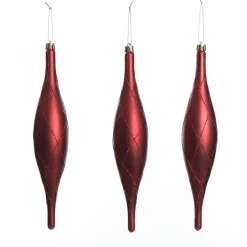Large Red Christmas Long Drop Decoration - Set of 3 Finials And Drops|