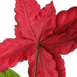 Large Red Poinsettia Flower Pick with Red Glitter Trim Christmas Flowers|