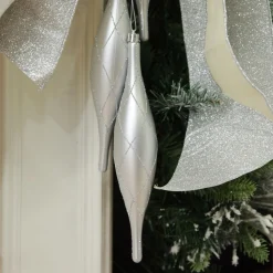 Large SIlver Christmas Long Drop Decoration - Set of 3 Finials And Drops|