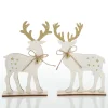 Large White Wood Deers with Gold Glitter Ornaments -Set of 2 Christmas Birds And Animals|