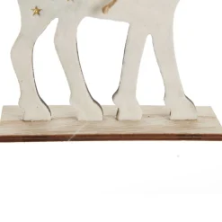 Large White Wood Deers with Gold Glitter Ornaments -Set of 2 Christmas Birds And Animals|