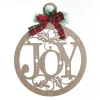 Laser Cut Joy Plywood Hanging Christmas Bauble Tartan bow Wall Hangings And Signs|