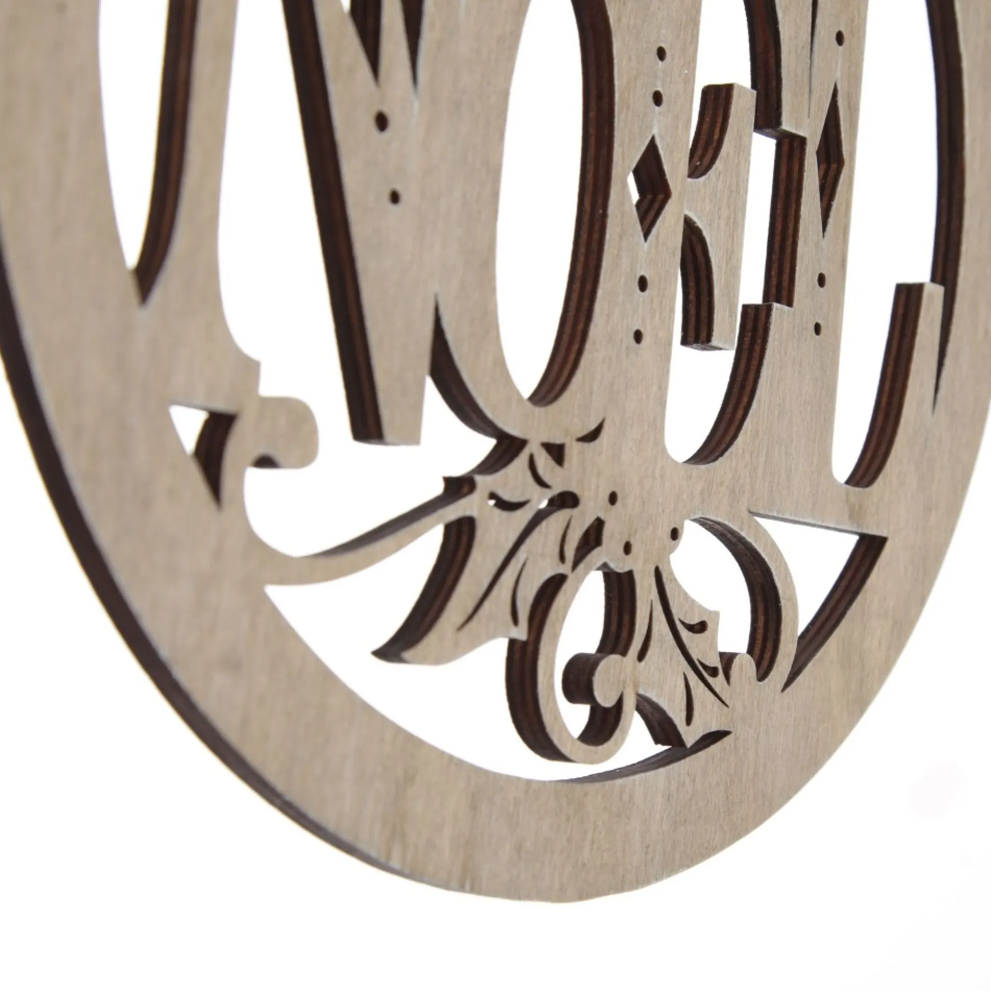 Laser Cut Noel Plywood Hanging Christmas Bauble Tartan bow Wall Hangings And Signs|