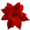 Layered Red Velvet Poinsettia Flower Stem Christmas Flowers|