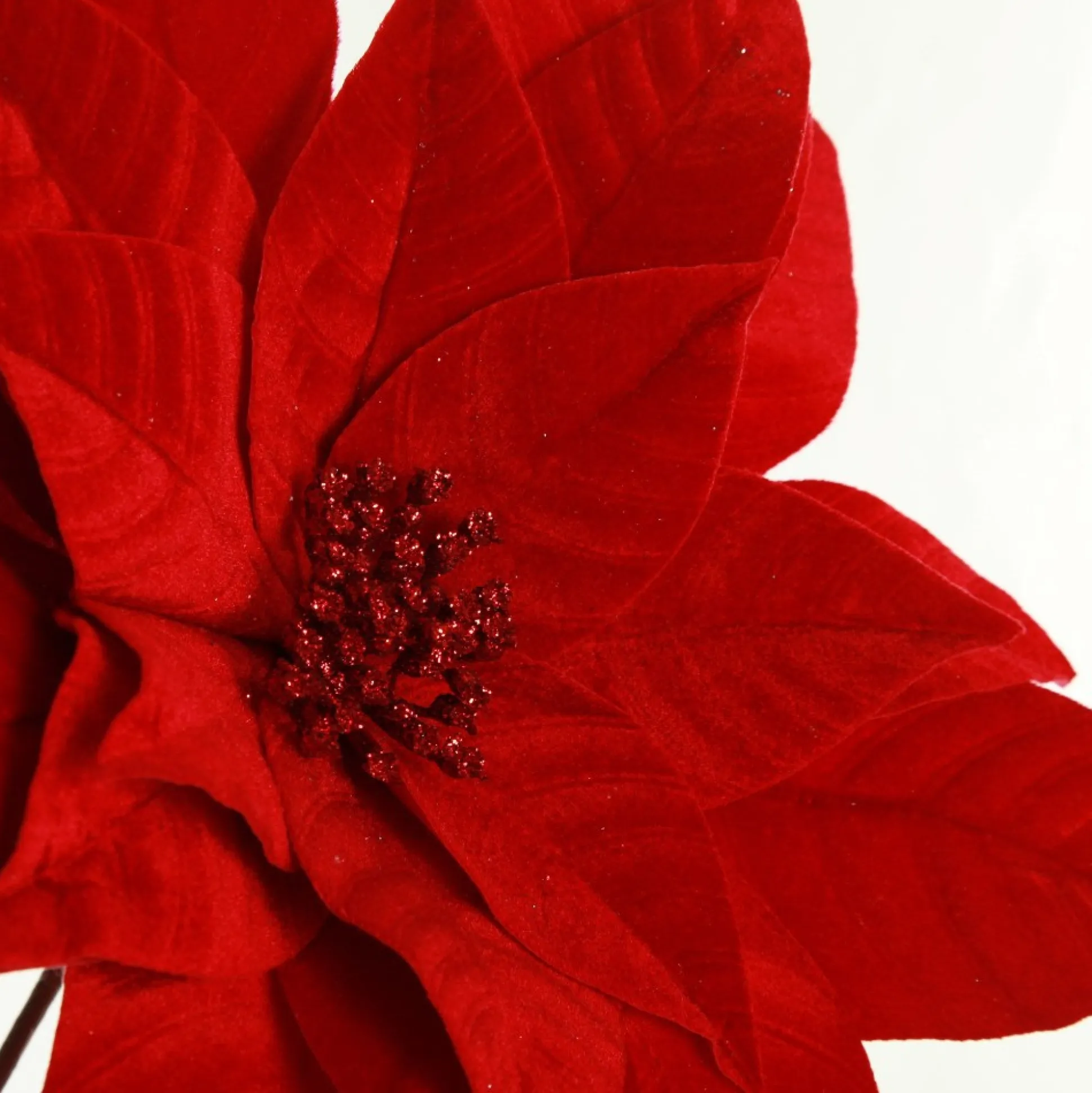 Layered Red Velvet Poinsettia Flower Stem Christmas Flowers|