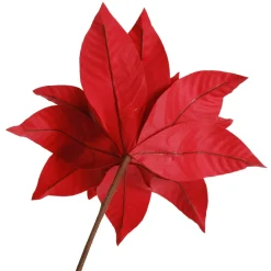 Layered Red Velvet Poinsettia Flower Stem Christmas Flowers|